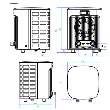 Αντλία θερμότητας Πισίνας ZEALUX MINI HEAT PUMP diastaseis Q25